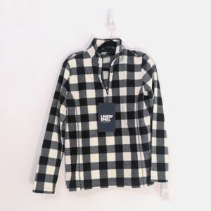 Land's End buffalo plaid small fleece pullover